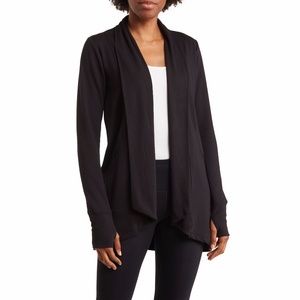 NEW 90 Degree by Reflex Open Cardigan with Ribbed Collar in Black size M Medium